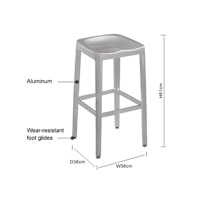 Without Back Silver Aluminum Bar Chair