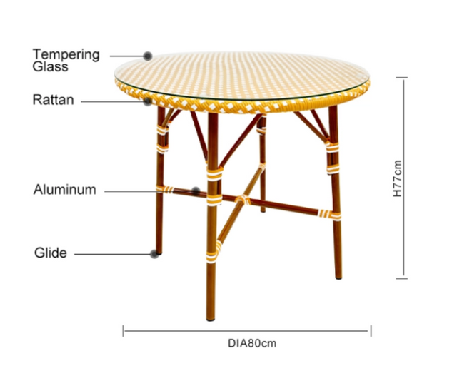 Modern Coffee Shop Rattan Glass Table