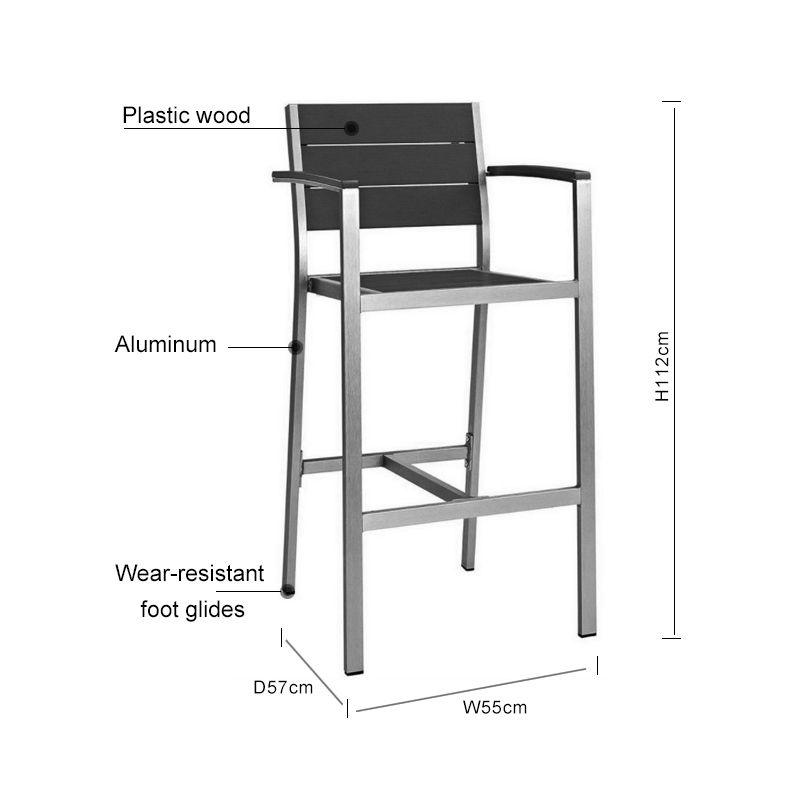 Anti-uv Aluminum High Bar Chair