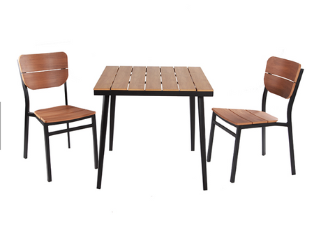 Affordable Plastic Wood Cafe Furniture Set