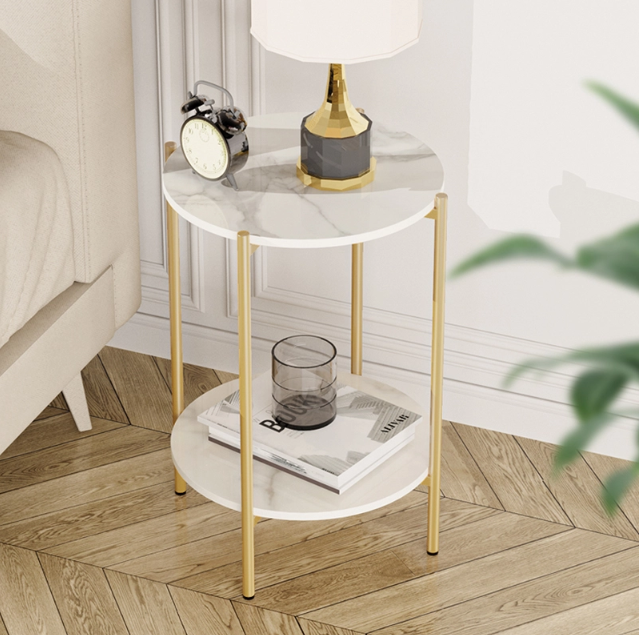 Anti-fouling Bedroom Circular Sintered Stone Side Table