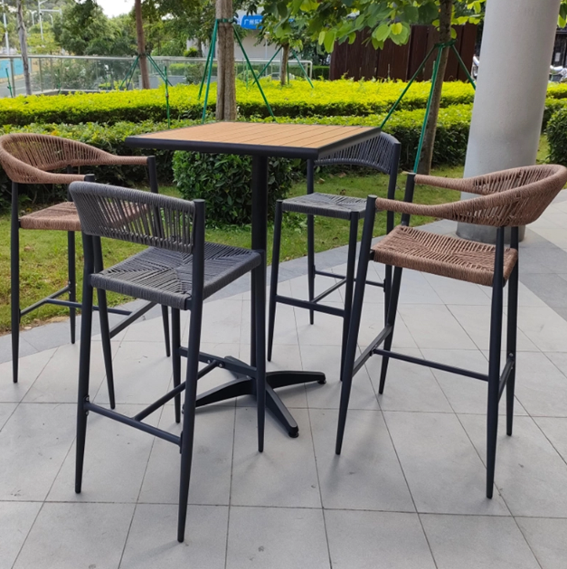High Back Rattan Bar Furniture Set
