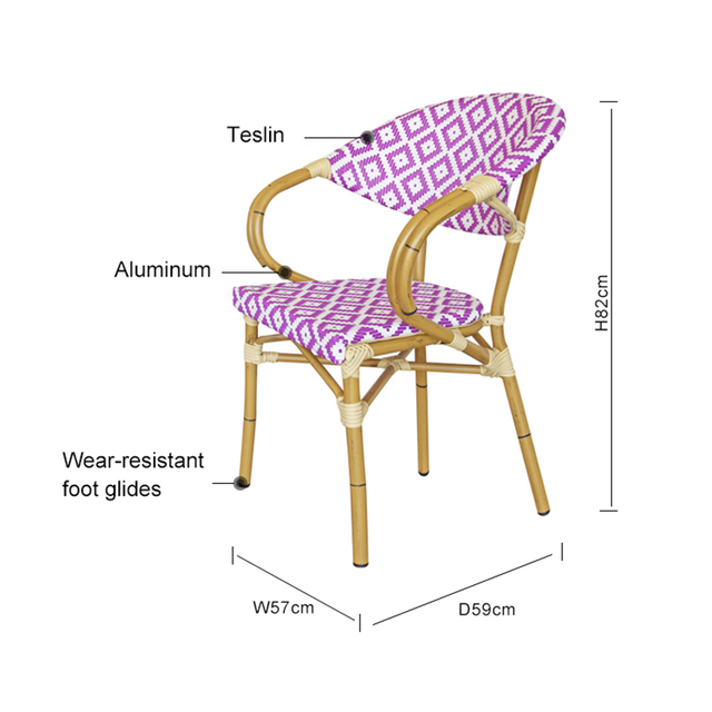 High Quality Bistro Pink Textilene Chair