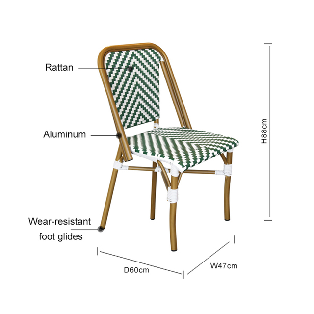 Comfortable White Green Rattan Chair For Dining