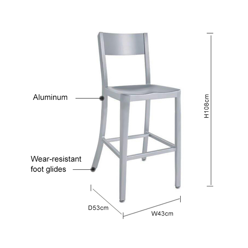 Silver navy aluminum Bar chair