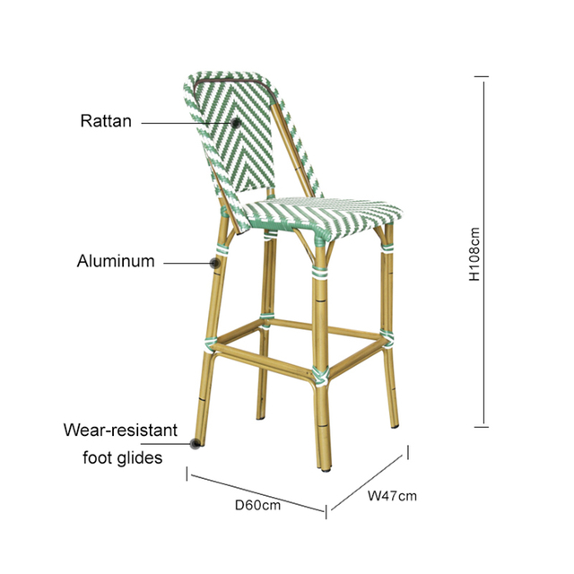 Easy To Clean Rectangle Rattan Chair For Kitchen