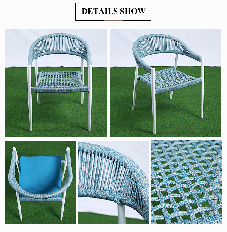 New Design Patio Metal String Wicker Garden Armchair Chair