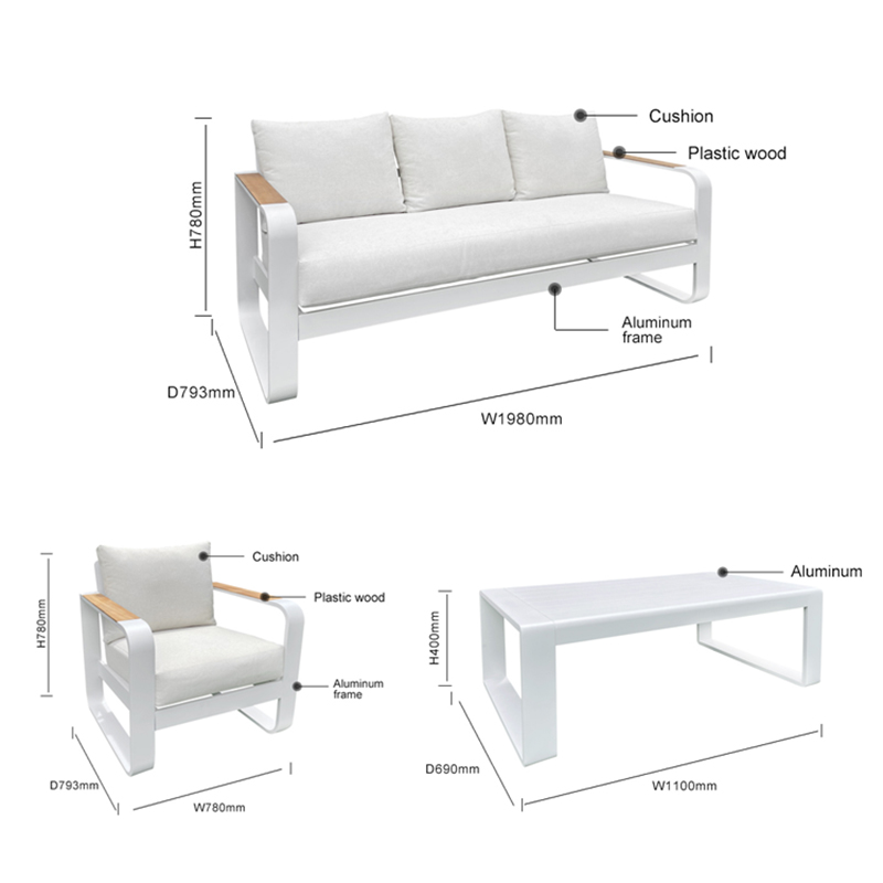Full Size Plastic Wood 7 Pieces Furniture Set