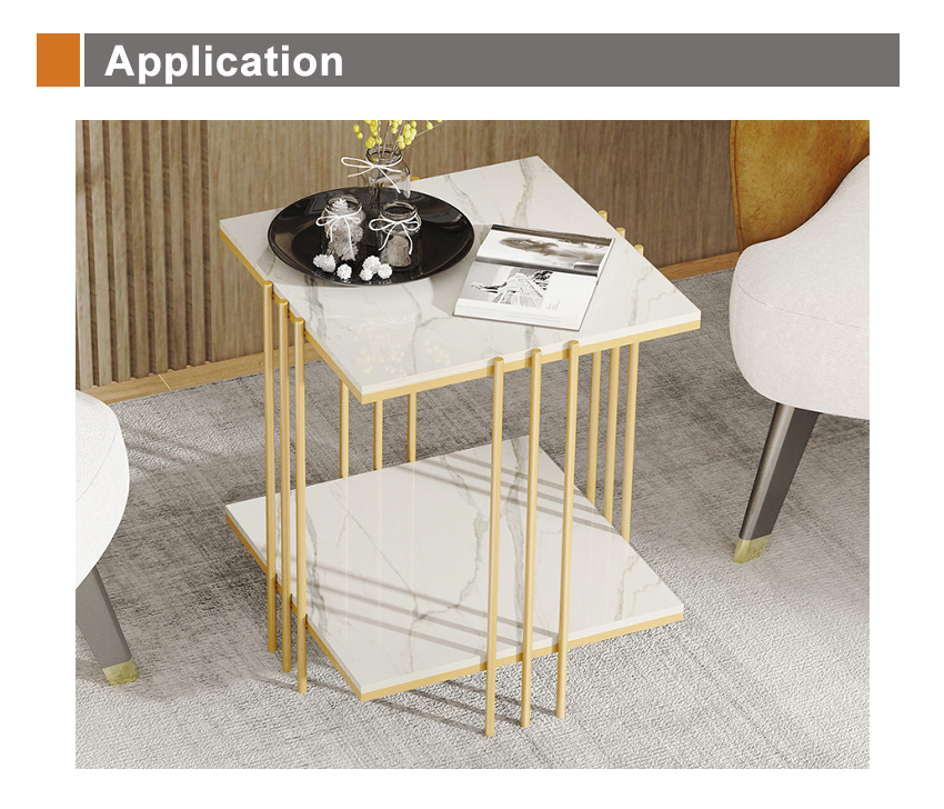gold frame sintered stone side table
