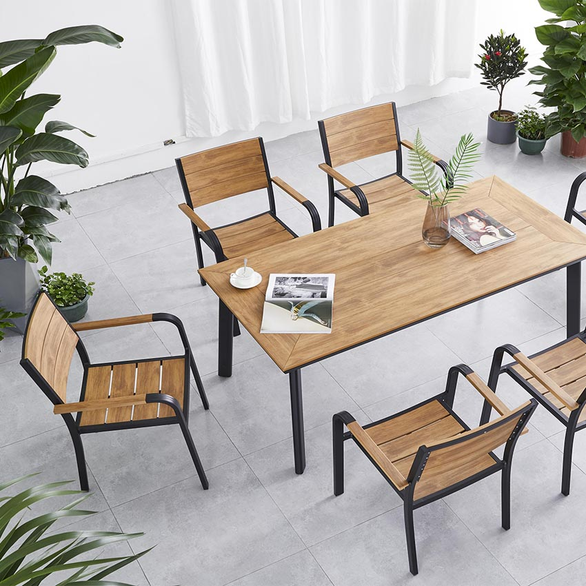 Rectangle wooden dining table set 
