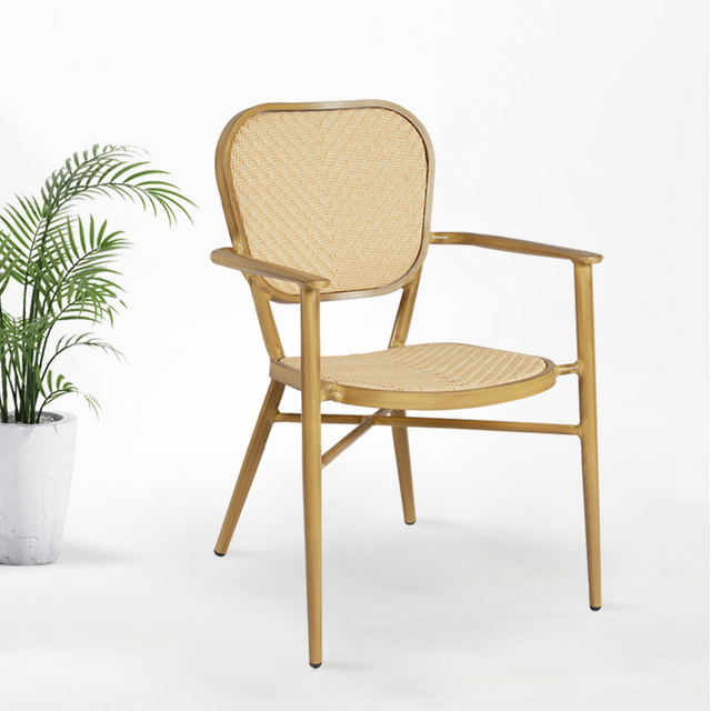 High Temperature Resistance Bamboo Metal Rattan Modern Designer Cafe Restaurant Chair BC-20101