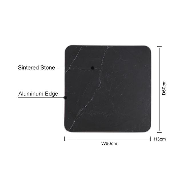 Black Square Pool Sintered Stone Table Top