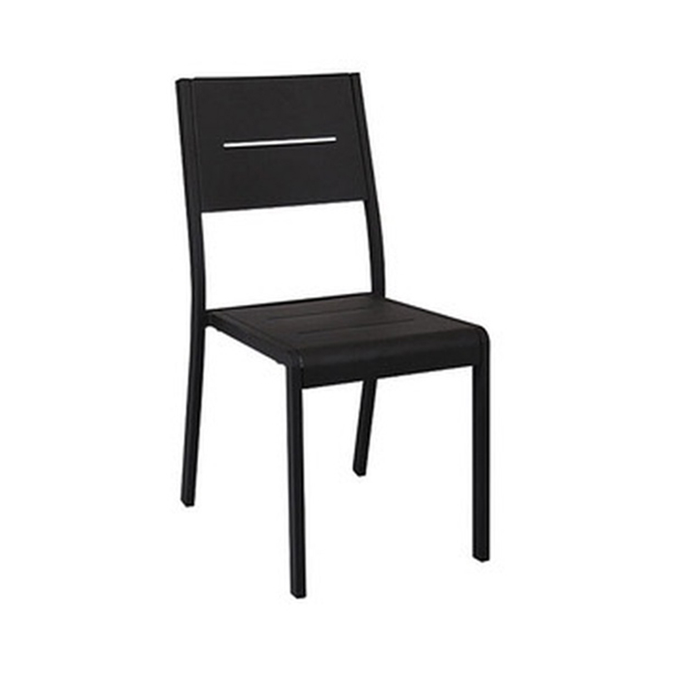 black aluminum stackable chair