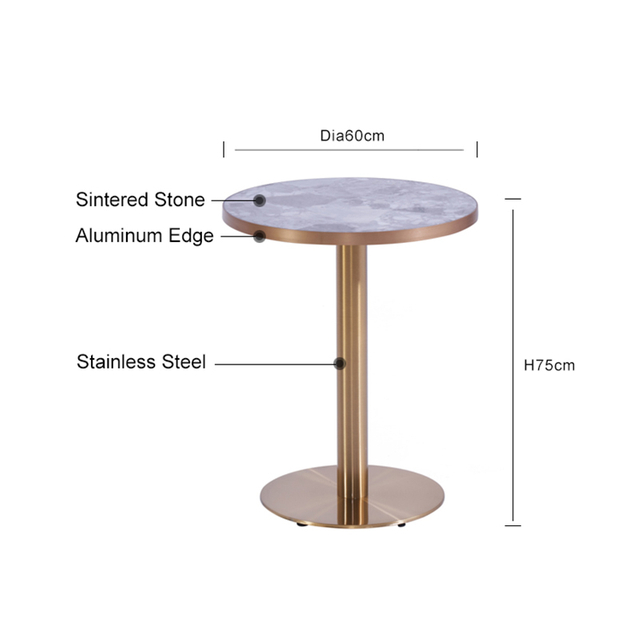 Well-textured Home Sintered Stone Table With Metal Leg