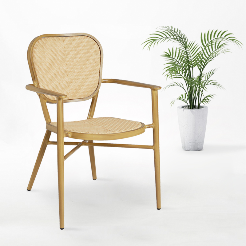 High Temperature Resistance Bamboo Metal Rattan Modern Designer Cafe Restaurant Chair BC-20101