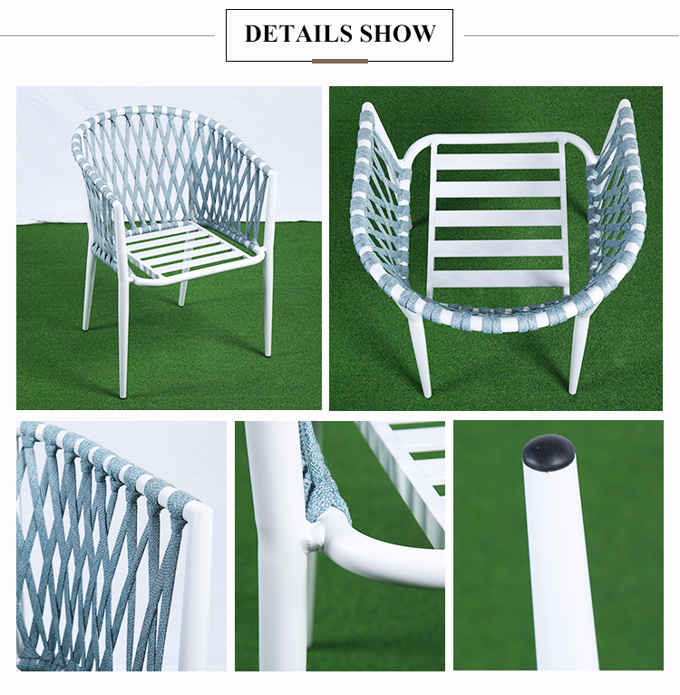 Rope Aluminum Diner Chaises Restaurant Woven Dining Chair