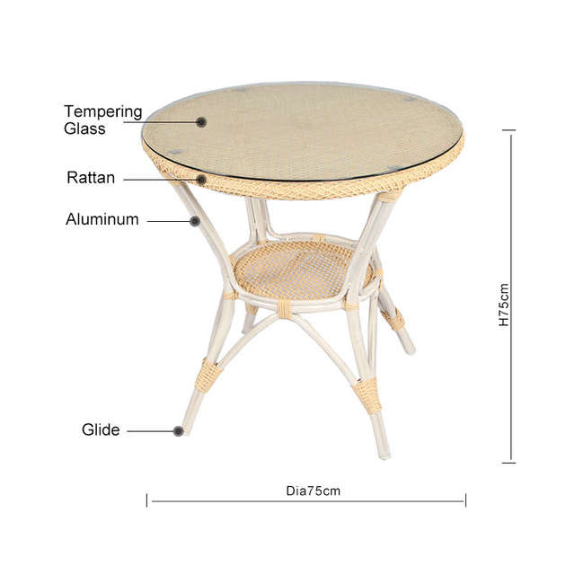 Rattan 4 Seater Anti-uv Glass Table