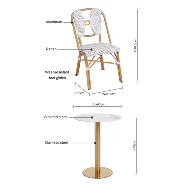 High Back Rattan Cafe Furniture Set