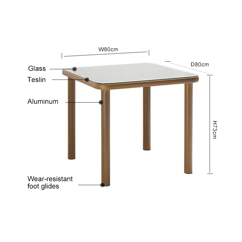Garden 4 Seater Square Side Glass Table