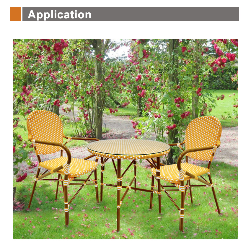 rattan round glass table sets