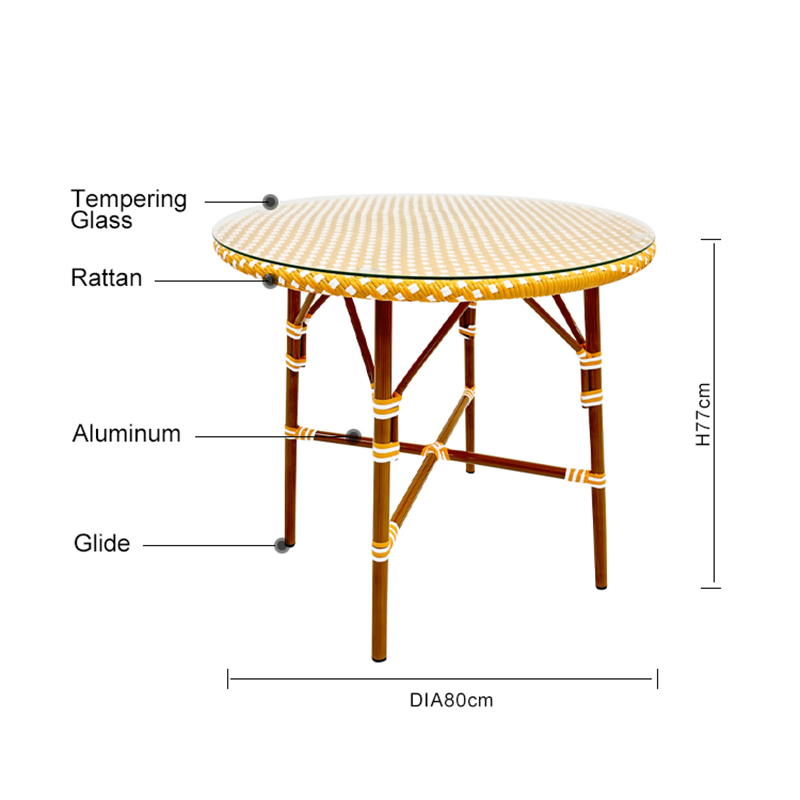 Customized Garden Yellow Glass Table